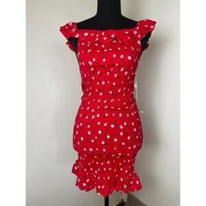 NWT Live 4 Truth Womens Cottage Boho Chic Cowgirl Floral Ruffle Mini Dress Red S